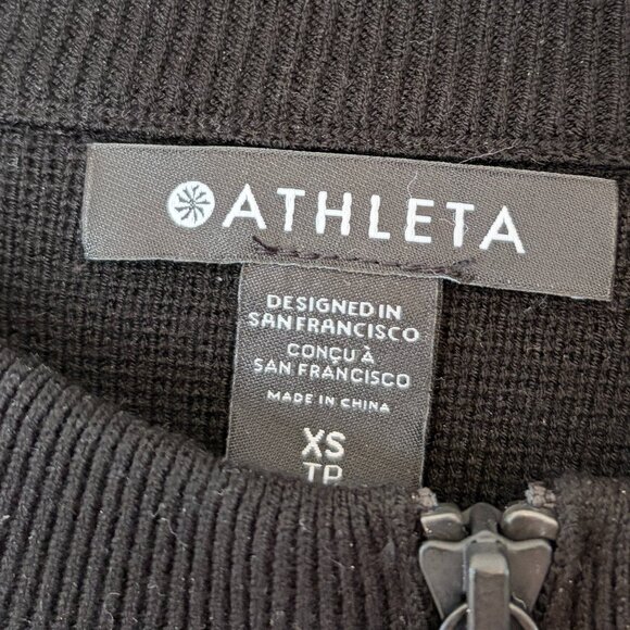 Athleta Sequoia Sweater XS black full zip bomber jacket - Picture 5 of 11